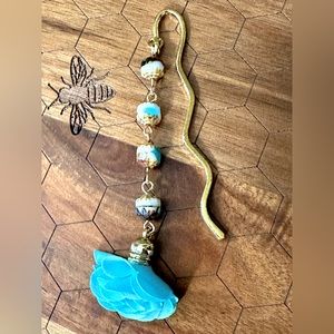 Gold metal beaded bookmark